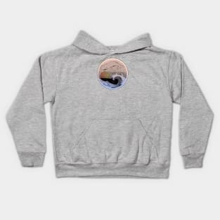 Flying Whale and the Waves - Stippling Art Kids Hoodie